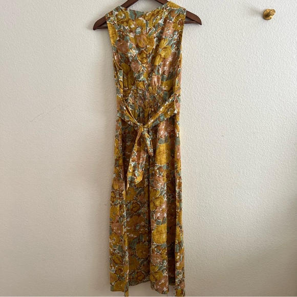 Faithfull the Brand Venere Junie Floral 100% Linen Midi Dress size 6 - Picture 6 of 10